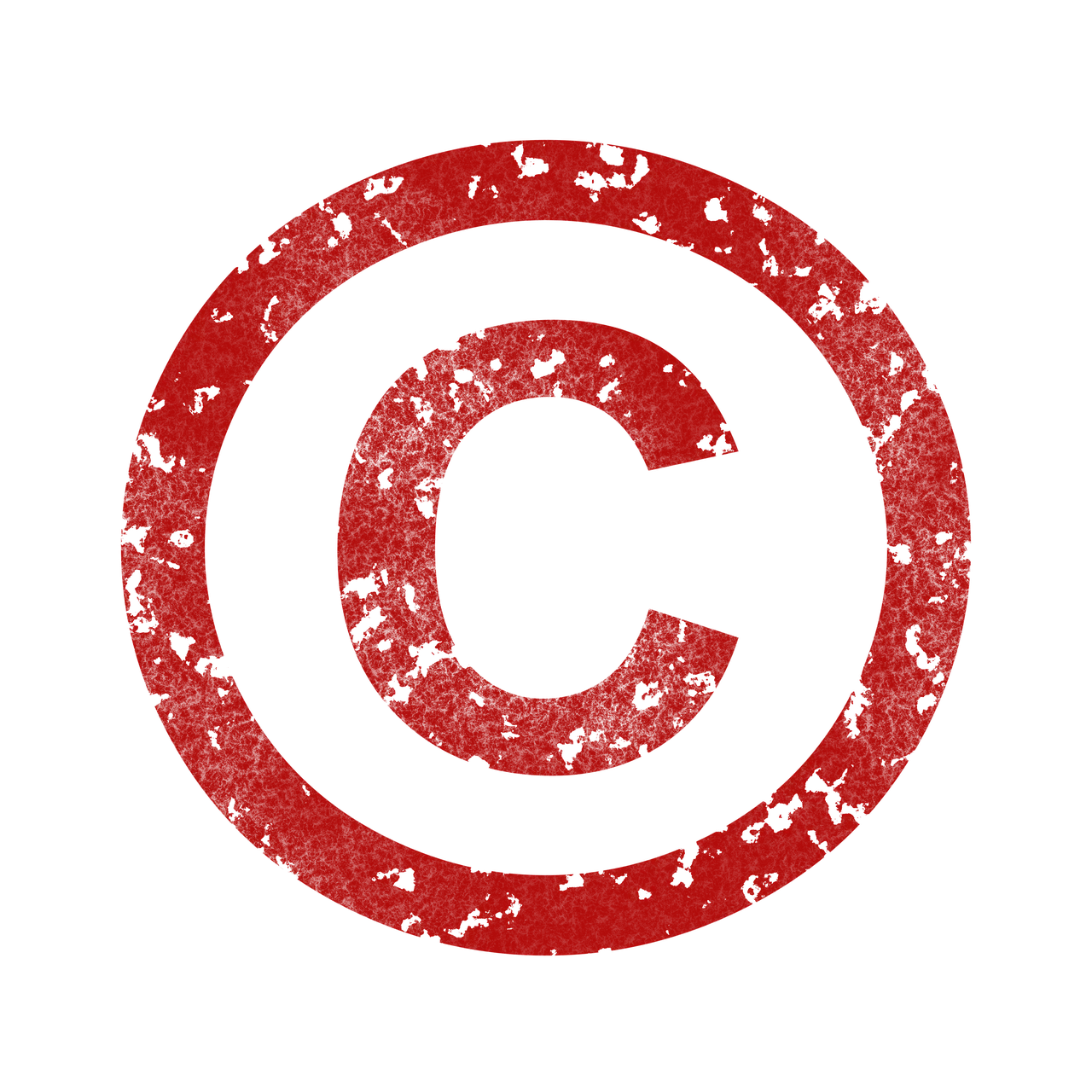 Red background with distressed copyright symbol, digital media, online content, music industry, branding, media platform, Hyp